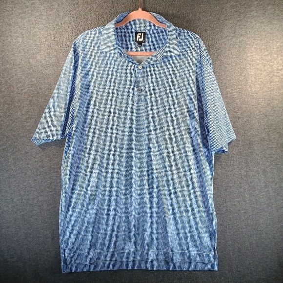 Lot of 2 FootJoy Golfing Polo Mens L Geometric Logo Striped Athlectic Breathable - Picture 3 of 15